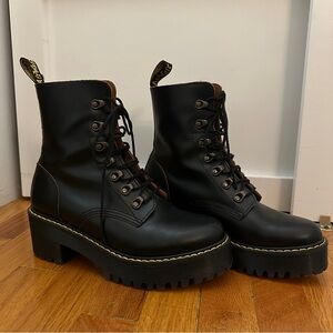 Dr. Martens Black Leona Vintage Smooth Leather Heeled Boots